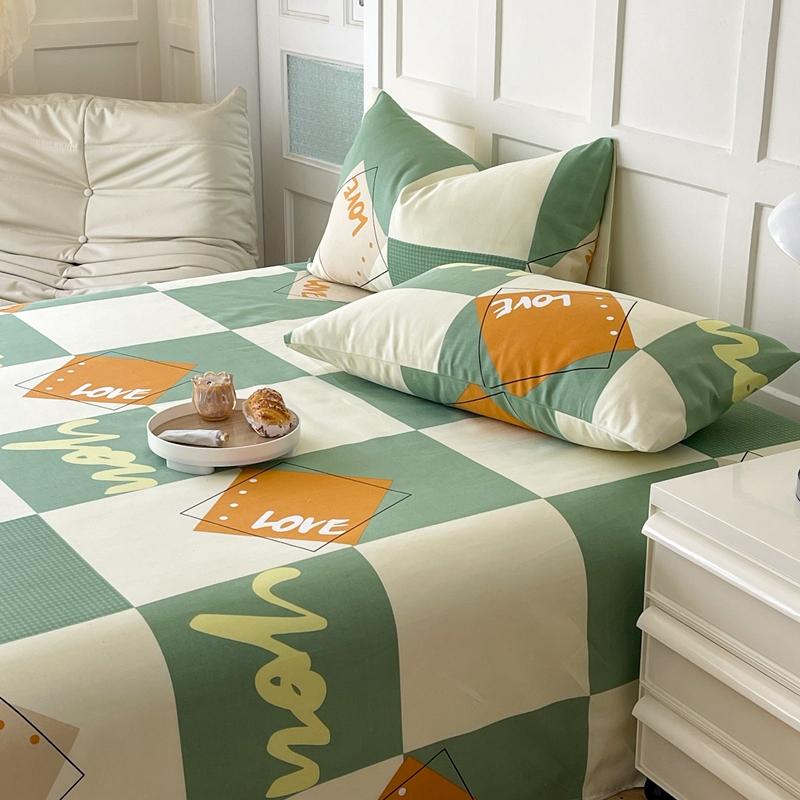 Checkered Pattern Bed Sheet Set Cotton Bed Sheets with Pillowcases Thickened Extra Soft Bedding Set Skin-friendly Breathable