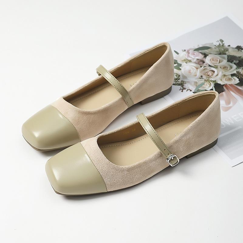 Modische flache Schuhe für Damen Frühling und Herbst Neue Retro Mary Jane Ballerinas Flacher Ausschnitt Quadratische Zehen Übergröße Damenschuhe 41-43