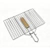 BBQ Electroplated Barbecue Clip, Outdoor Foldable Handle Grill Net Clip, Barbecue Rack Square Grilled Fish Net Sausage Clip