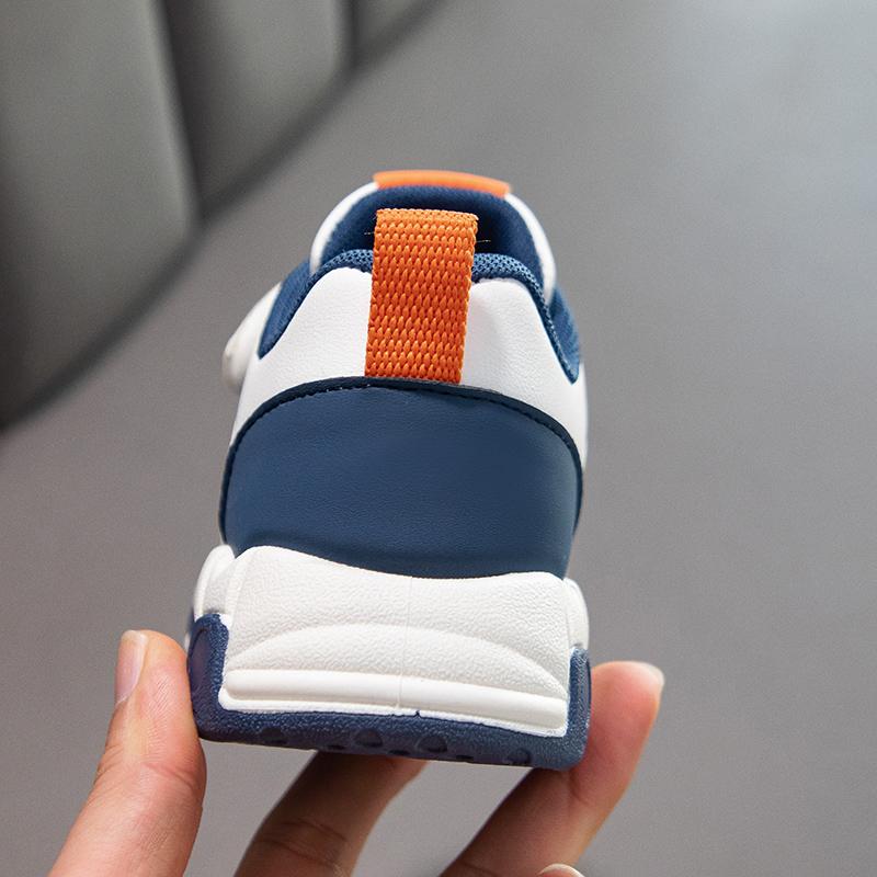 Trend Fashion Sport Shoes For Children PU Leather Waterproof Kid's Sneakers Ergonomics Breathable Boy's Girl's Running Shoes
