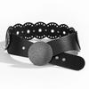 PU Leather Wide Women's Belt Circular Rivets Dress Jeans Belt Rivet Waist Belt  Music Festival
