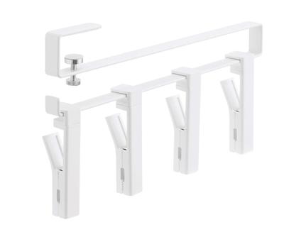 Yamazaki Under-Cabinet Rotating Clips, 4-Piece Set, White, Approx. W2.9 X D26 X H14.5cm (including Clips), Tower Design, Easy Grip, 360-Degree