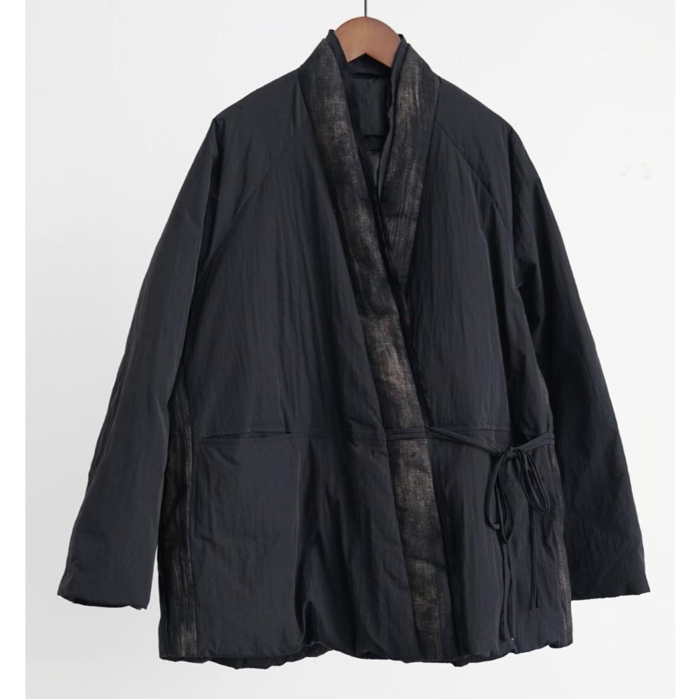 Johnature Women Vintage Winter White Down Coats Belt Patchwork Color Bandage Chinese Style Long Sleeve V-Neck Coat