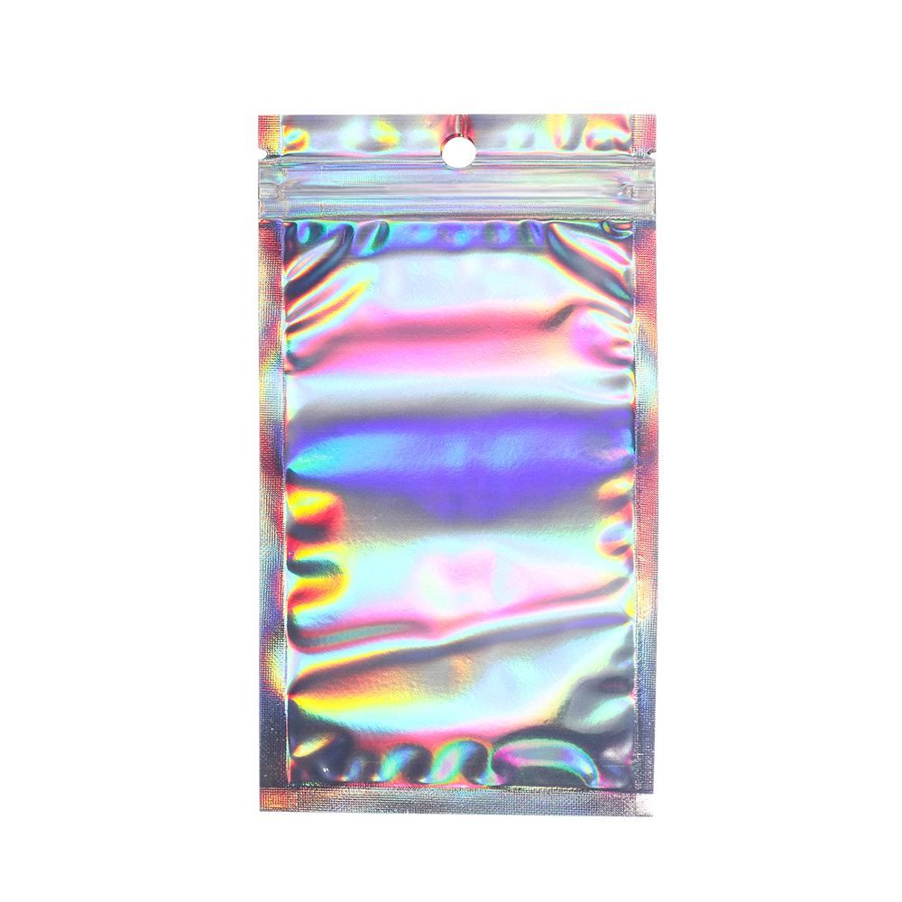 50pcs Self-Sealing Laser Small Plastic Bags for Jewelry Pouch with Clear Display Window Jewelry Packaging Gift Storage Bag