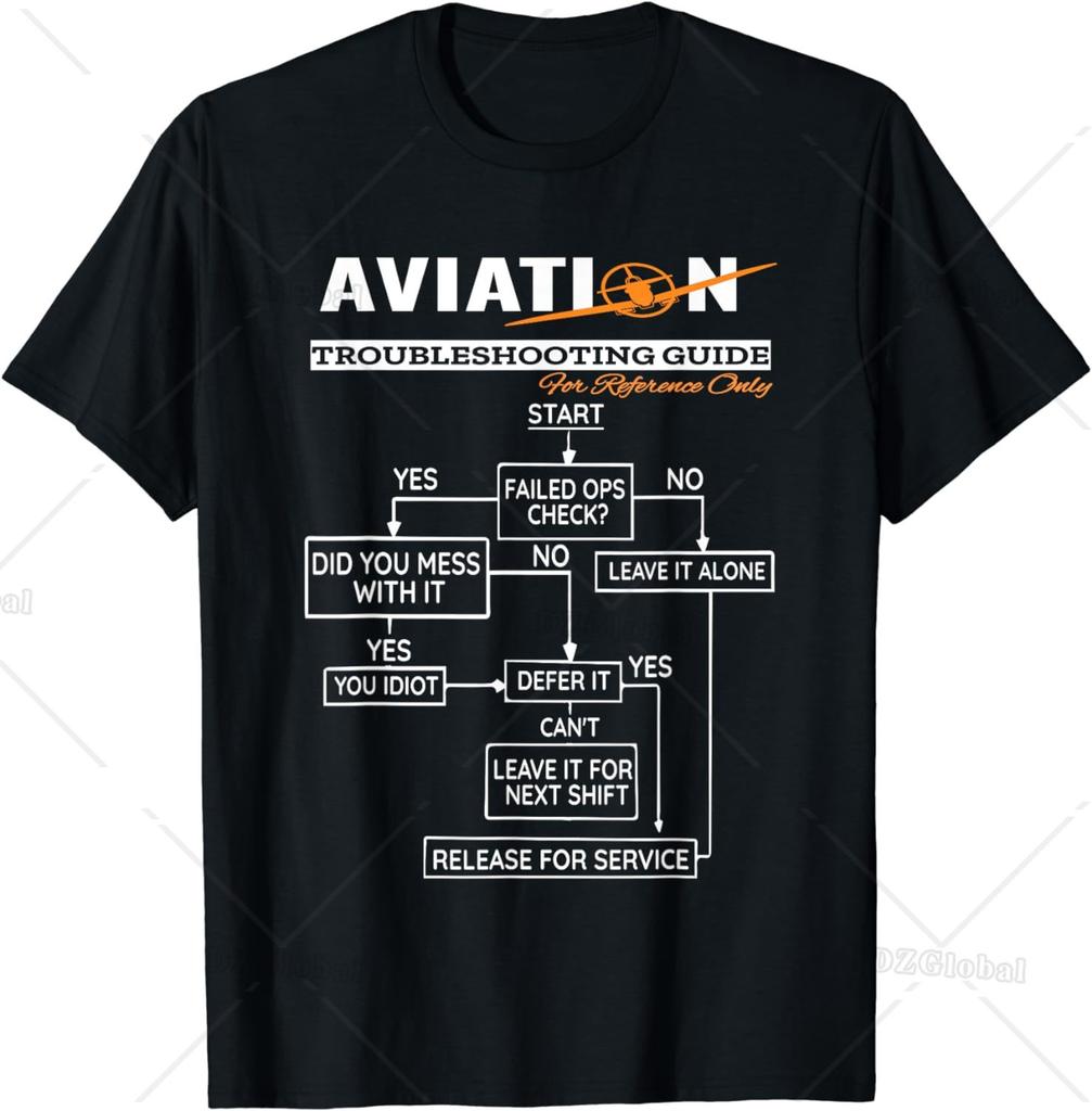 Flygplan T-shirt Rolig Felsökningsguide T-shirt Roliga Kläder Herrkläder Toppar Camisetas