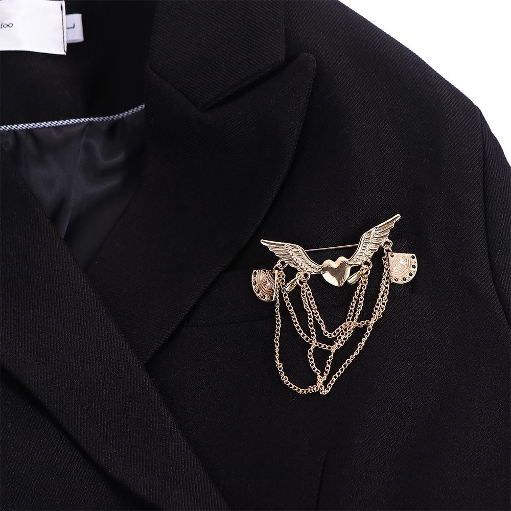 Style Chain Long Tassel Lapel Pin Angle Wing Fashion Accessories Brooches Jewelry Brooch Pins