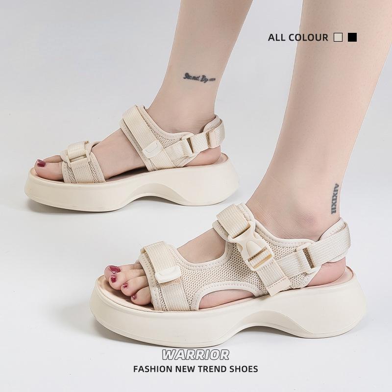 

Спортивные сандалии женские, лето 2023, новая студенческая мода, корейское издание, универсальная повседневная пляжная обувь на толстой подошве, удобная бежевая обувь