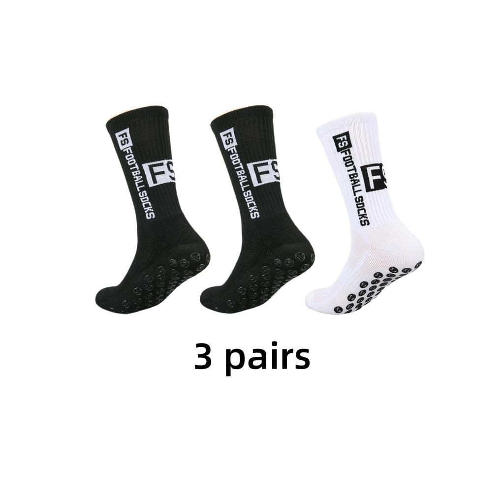3 Pairs Non Slip Football Socks Mens Friction Gasket Tube Running Ice Snow Hiking Athletic Over Knee Stockings Basketball Socks