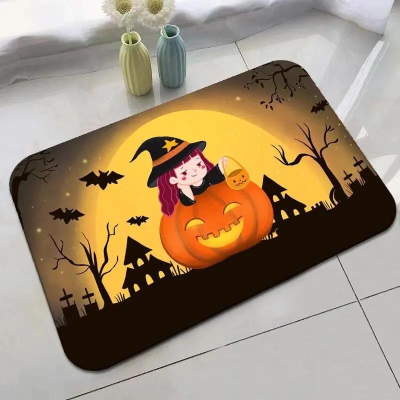 Halloween Decoration Soft Flannel Anti-slip Entrance Door Mat Bathroom Mat Corridor Kitchen Protection Stain Resistant Carpet