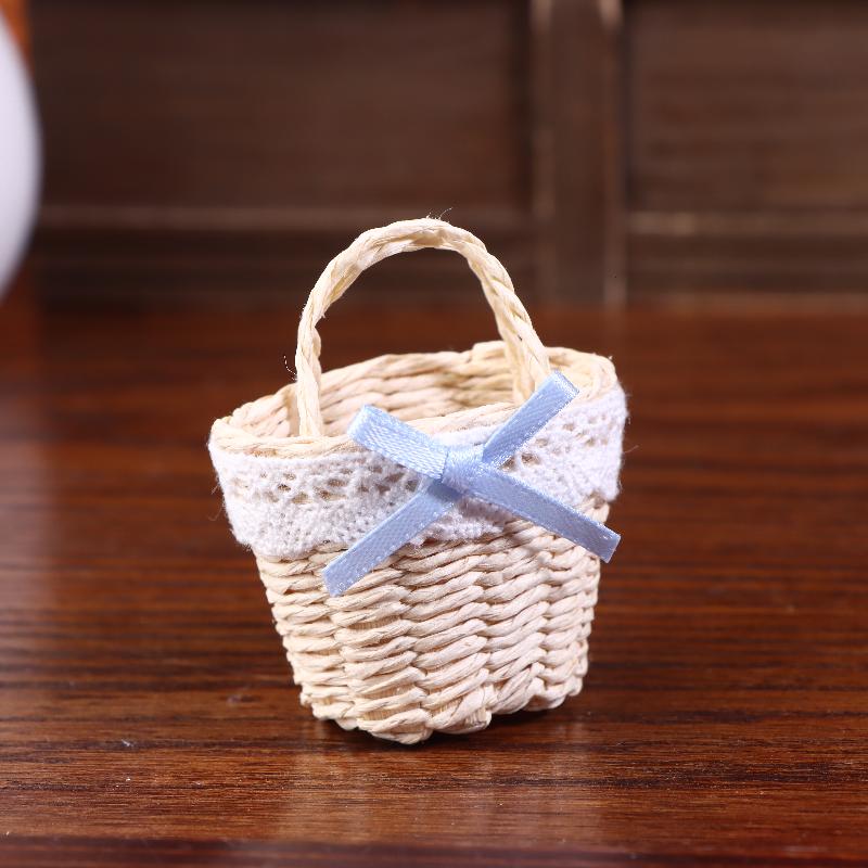 [JN]1/12 Dollhouse Cute Mini Rattan Hand Basket Model Kitchen Accessories Dolls House Decoration Toy Play