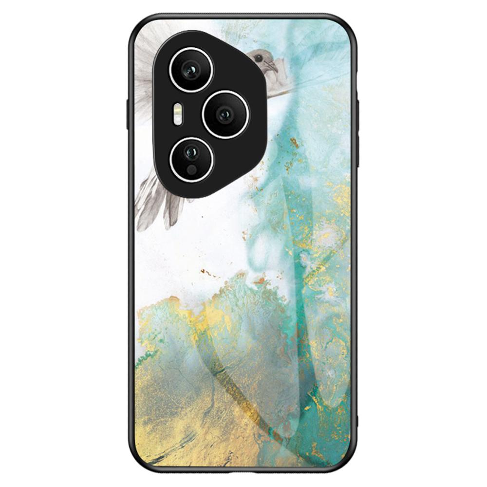 For Honor 400 Pro 5G (Global) Case Marble Pattern Tempered Glass+PC+TPU Protective Phone Cover