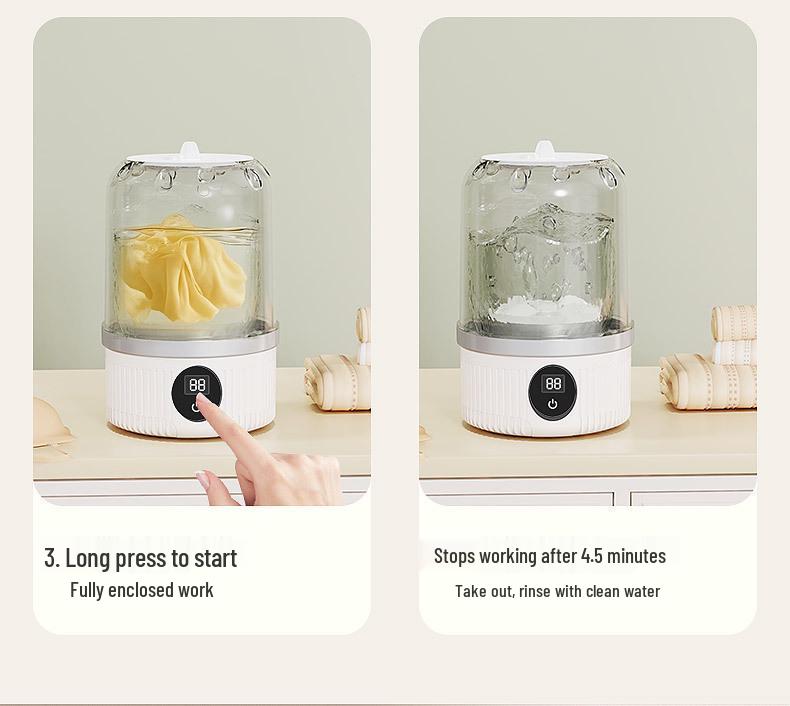 Compact Wireless Mini Washing Machine for Underwear & Socks - Fully Automatic