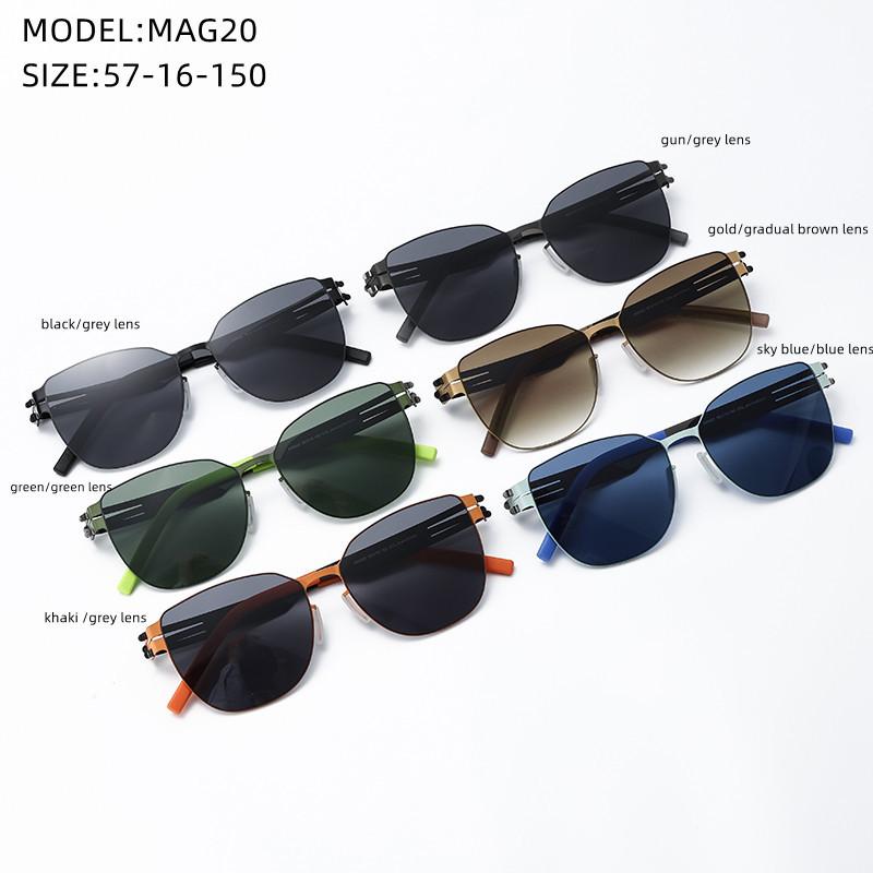 AMG20 Germany Design Sunglasses Men Ultralight Stainless Biological Steel Classic Sunglass Women Outdoor Driving Sun Glasses