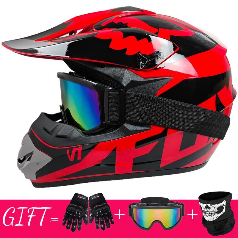 Full Face Mountain Bike Helmet With Goggles Gloves Mask Downhill MTB Trail Riding