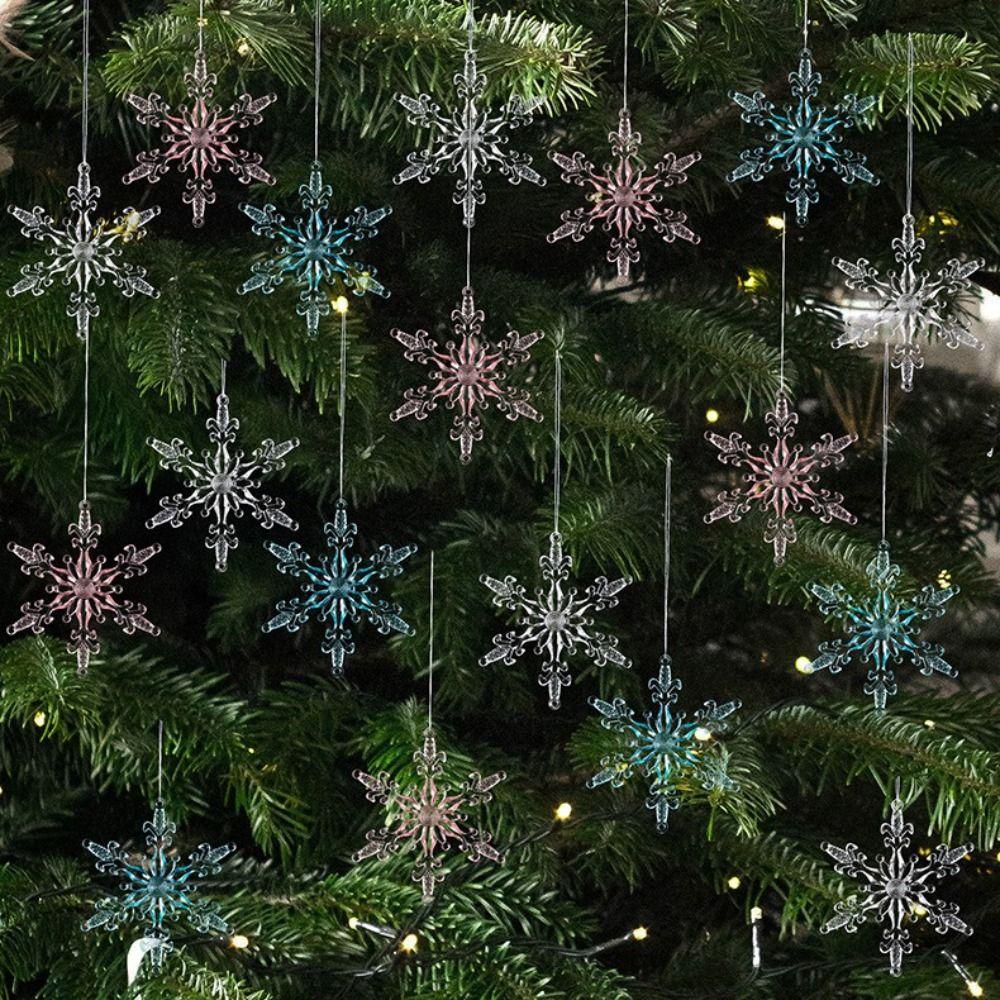 Crystal Snowflake Acrylic Snowflake Pendant Transparent Xmas Tree Ornaments  New Year Celebration