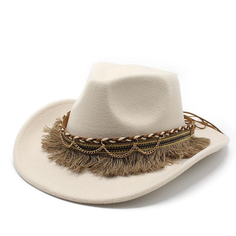 Sombrero de Fieltro Estilo Étnico Vintage con Ala Ancha Para Hombres Mujeres Protección Solar de Verano