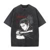 Japanese Anime Vagabond Miyamoto Musashi Vintage Washed Tshirts Men Women Clothing Fashion Retro Harajuku Short Sleeve T Shirts