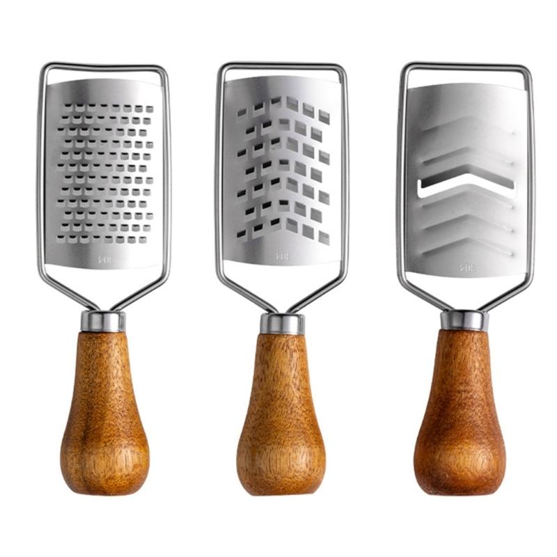 Portable Steel Cheese Shredding Gadget Multipurpose Vegetable Grater Essential Kitchens Tool With Nonslip Wood Handle