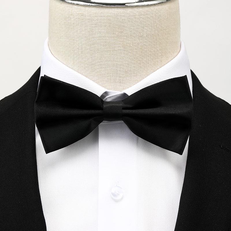 Men's Classic Double Layer Black Bow Tie for Weddings and Formal Events