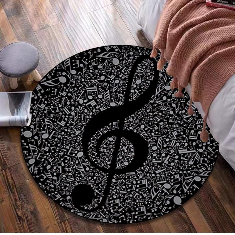 1Pc Staff music Circular Print Rug - home decoration Carpet For Living Room Bedroom Flooring Computer Chair Area Rug