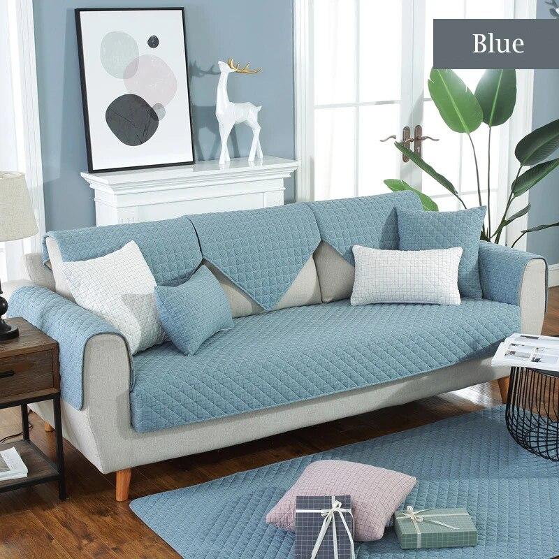 Cotton Sofa Cushion Quilted Rug Living Room Bedroom Cushion Cover Colored Textile Mat Plaid Kids Baby Crawling Mat Nap Mat