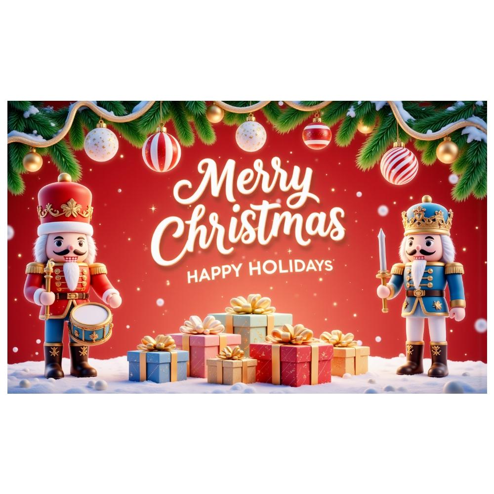 Holiday Decor Banner Gift Boxes Christmas Decoration Banner Holiday Banner Pine Branches For Winter Festival Office Party