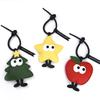 Christmas tree apple keychain creative Christmas New Year cute cartoon PU leather pendant trinkets
