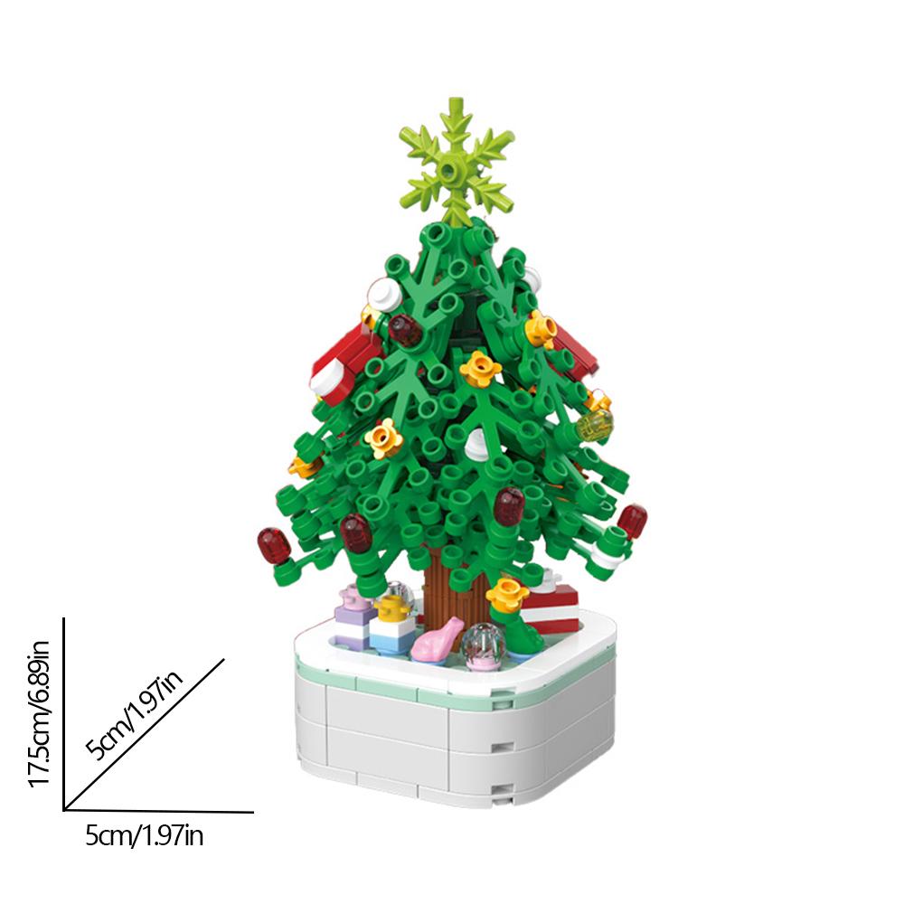 

Christmas tree building block potted decorations, large and small green, Barbie powder, Christmas holiday gifts