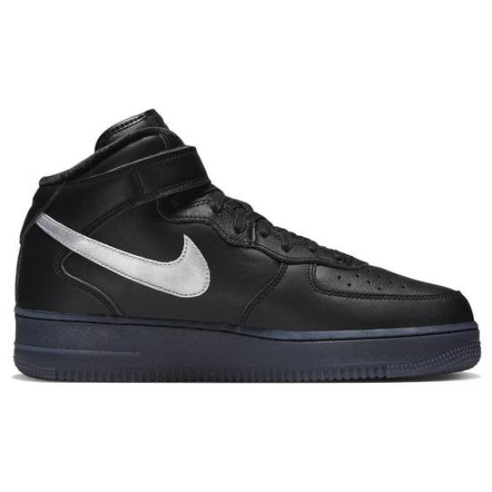 Nike Air Force 1 Mid Premium Black Metallic Silver 2022 DX3061-001 Unisex