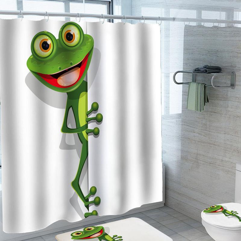 

Мультяшная забавная лягушка занавеска для душа для купания накидка водонепроницаемый принт набор ковриков для ванной экологичные коврики для туалета высококачественные ковры W90xH180cm