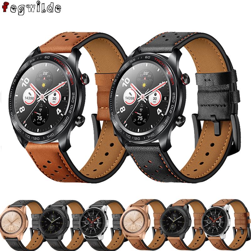 Armband für Samsung S3 Frontier Galaxy watch 46mm amazfit Bip Lederarmband Gear S 3 22mm Uhrband Huawei watch Gt 2 Armband