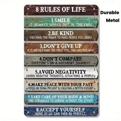 Metallposter Wandkunst, Vintage 2D Lebensregeln Schild, Heimdekoration