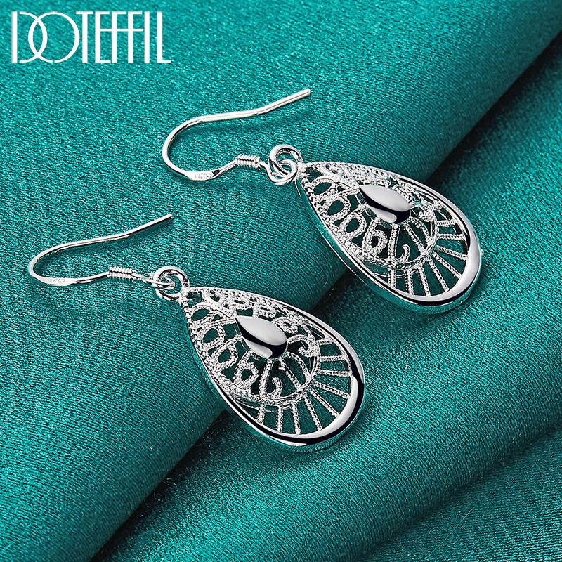 925 Sterling Silver Droplet Shaped Pendant Earrings Fashionable Jewelry