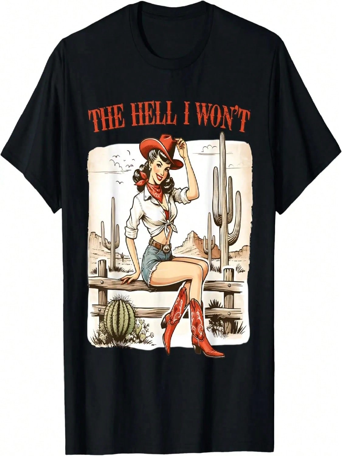 Vintage Cowgirl Retro Sassy I Won t Western Southern T-Shirt S разноцветный