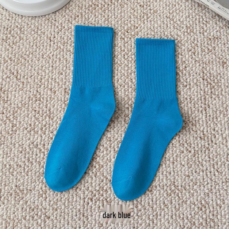 Bunte Damen Kniehohe Candy Color Scrunch Socken - Trendy, Ganzjährig, Mittelhoher Schaft, Einfache Tanz Baumwollsocken