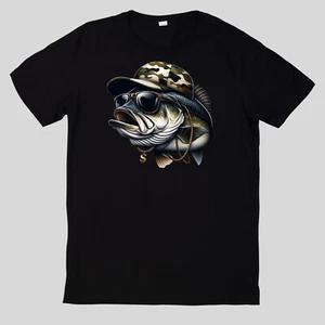 Watercolour Funny Bass Fishing T Shirt 4XL