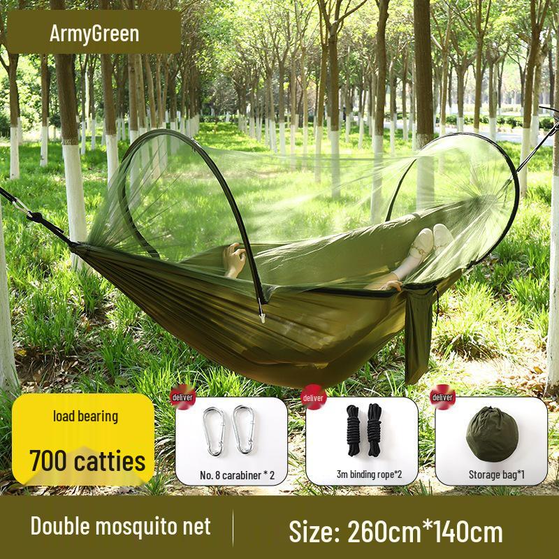 Quick Open Mosquito Net Hammock for Outdoor Camping - Single or Double Person, Anti-Rollover Design with Nisi Fabric.