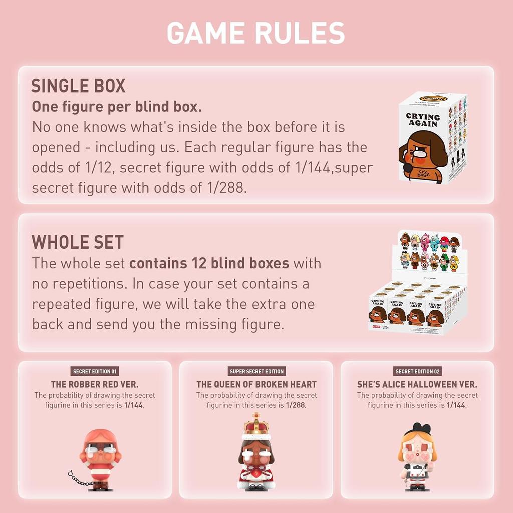 POP MART Crybaby Crying Again Series Figures, Crybaby Blind Box Figures, 1PCs Random Design Collectible Toys Home Decorations, Birthday Gifts
