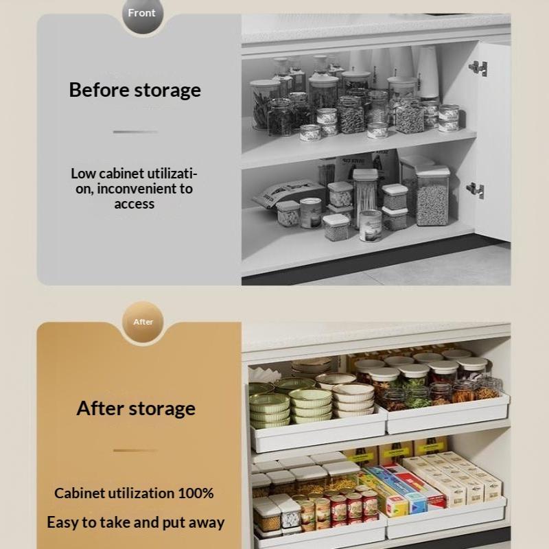 1Pc Kitchen Storage Rack With Slide Rails Pull-Out Drawer Type Storage Tray Spice Box Storage Rack For Cupboard Cabinet