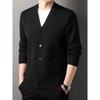 Men's Knitted Cardigan Coat Spring and Autumn V-neck Solid Color Top Real Pocket Sweater Business Casual Outdoor Sweater