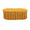 Oval Handwoven Storage Box with Hinged Lid Space-Saving for Tabletops
