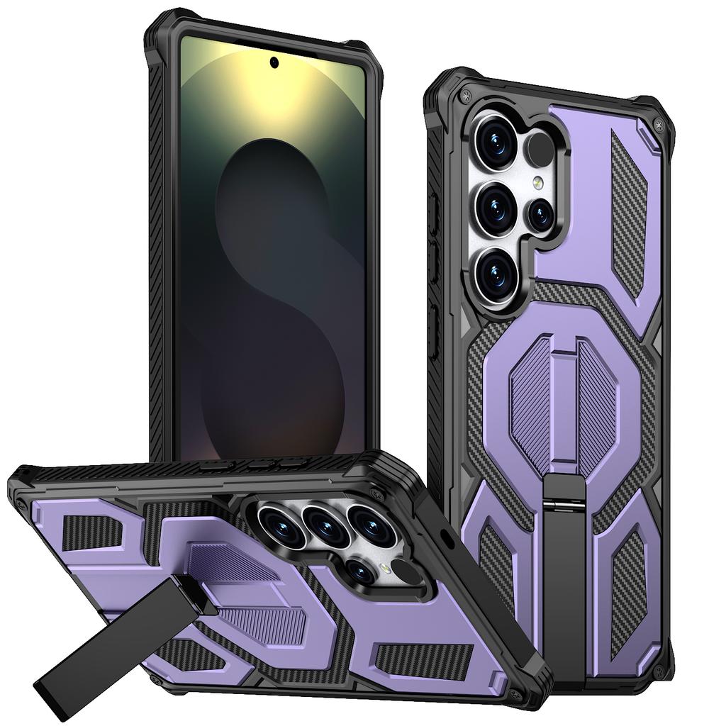 For Samsung Galaxy S25 Ultra Magnetic Case Rotating Kickstand PC + TPU Shockproof Drop-proof Phone Cover