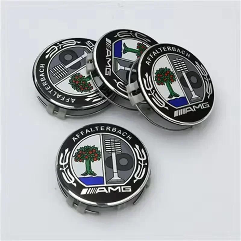 For Mercedes Benz 4 Pieces/Set 75mm For Mercedes Benz AMG W203 W206 W220 W205 W211 W212 Car Wheel Center Hub Caps Benz Emblem Ti