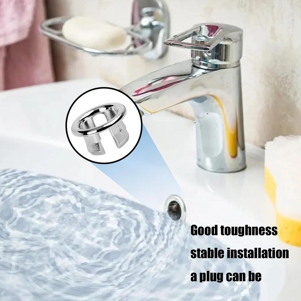 Round Basin Trim Drain Cap Cover Bathroom Overflow Drain Cover 22-24mm Sturdy Double Layer Overflow Cover Insert In Hole