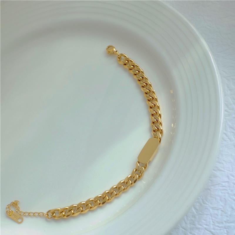 Neues personalisiertes Straßen-Oval-Titanstahl-Kettenarmband im europäischen und amerikanischen Stil für Damen, Ins-Mode, Hip-Hop-Heavy-Metal-Handwerk