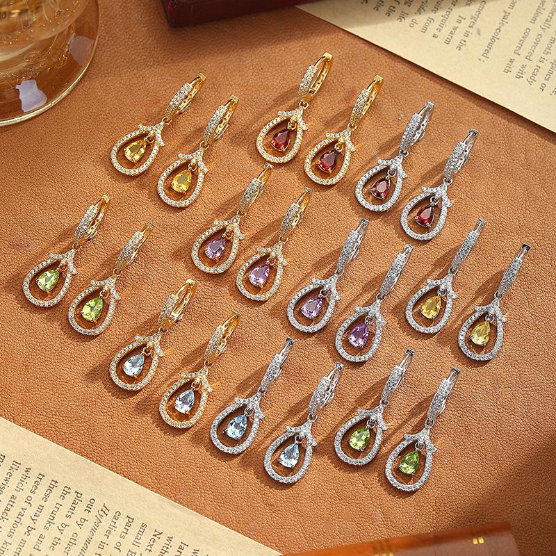S925 Sterling Silver Earrings for Women Natural Crystal Stone Fashion Niche Girls Earrings Jewelry Gift