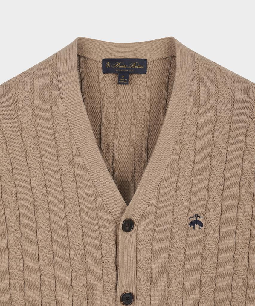 Brooks Brothers Cotton Cable Cardigan (Beige) (Bbwcmbg101)