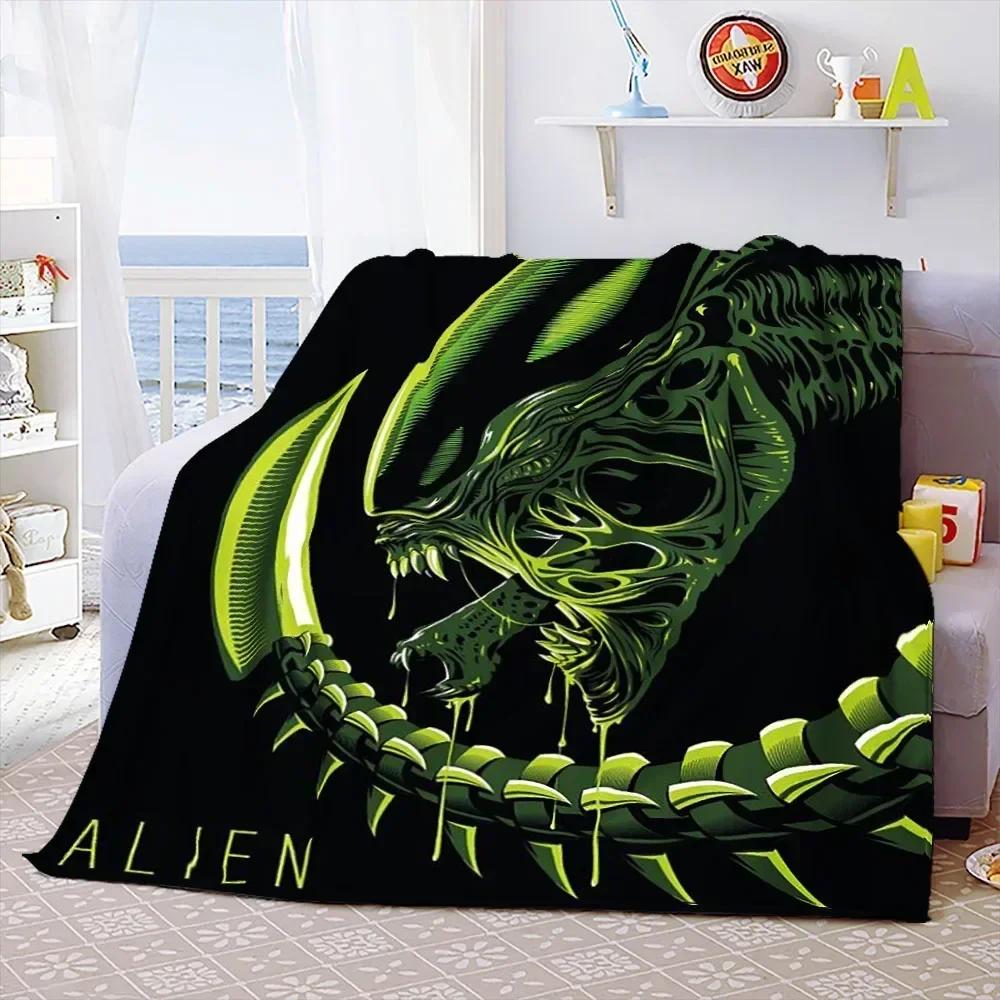 Weiche Überwurfdecke aus dem Film „Aliens“, Weltraummonster, bedruckt, Tagesdecke, Sofa-Couch-Bezüge, Reise-Camping-Decke, Geschenk für Kinder und Erwachsene