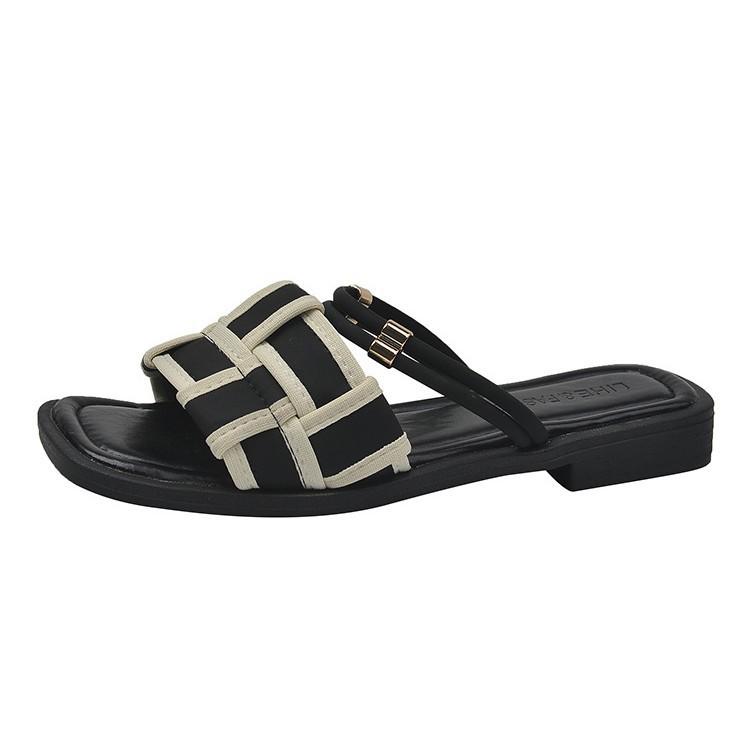 Flat two wear sandals female French fairy style summer fashion with skirt temperament wear versatile Roman cool slippers