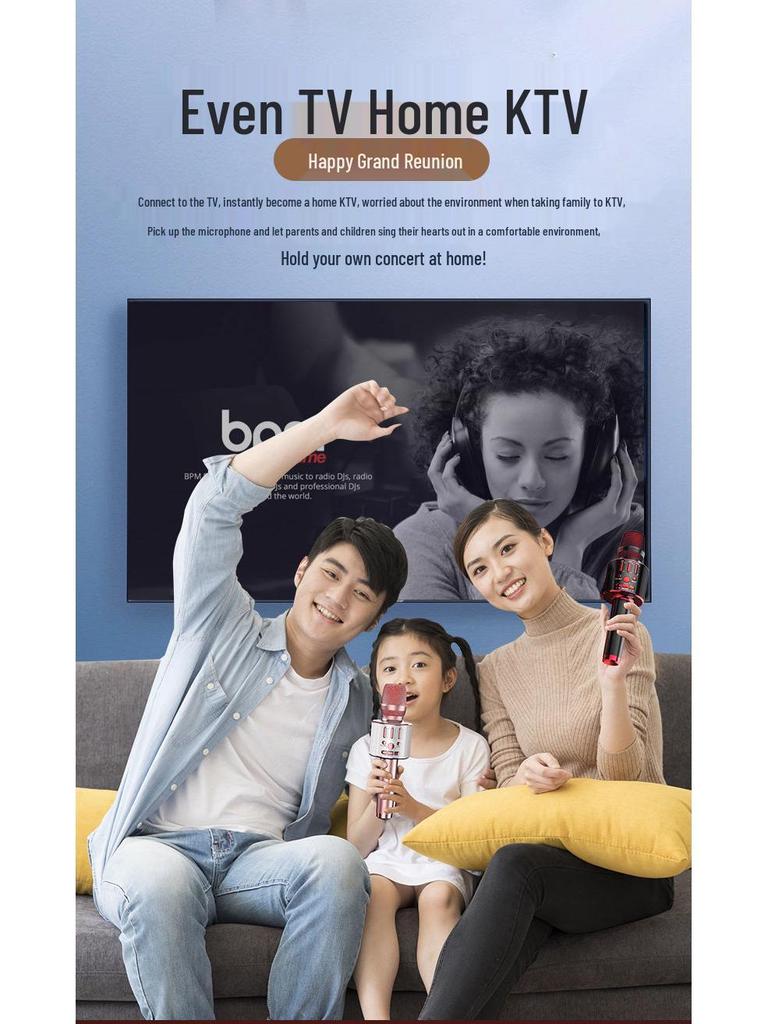 Wireless Bluetooth Mobile Microphone & Speaker for Home Karaoke with Built-in Sound Card